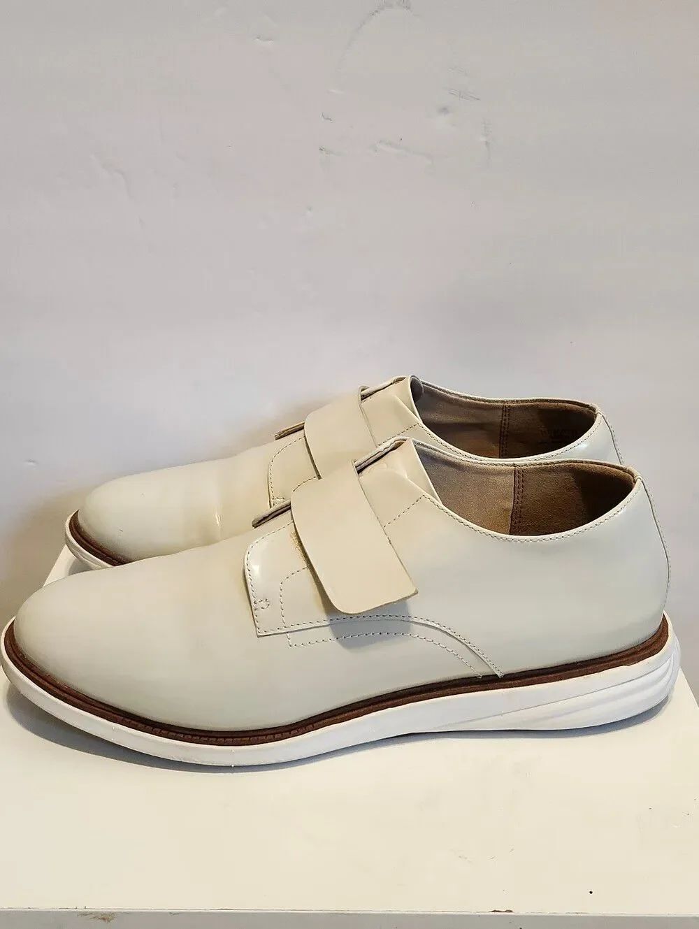 COLE HAAN "GrandEvolution Modern Monk" Off White Leather Oxford Shoes Sz. 9 $250